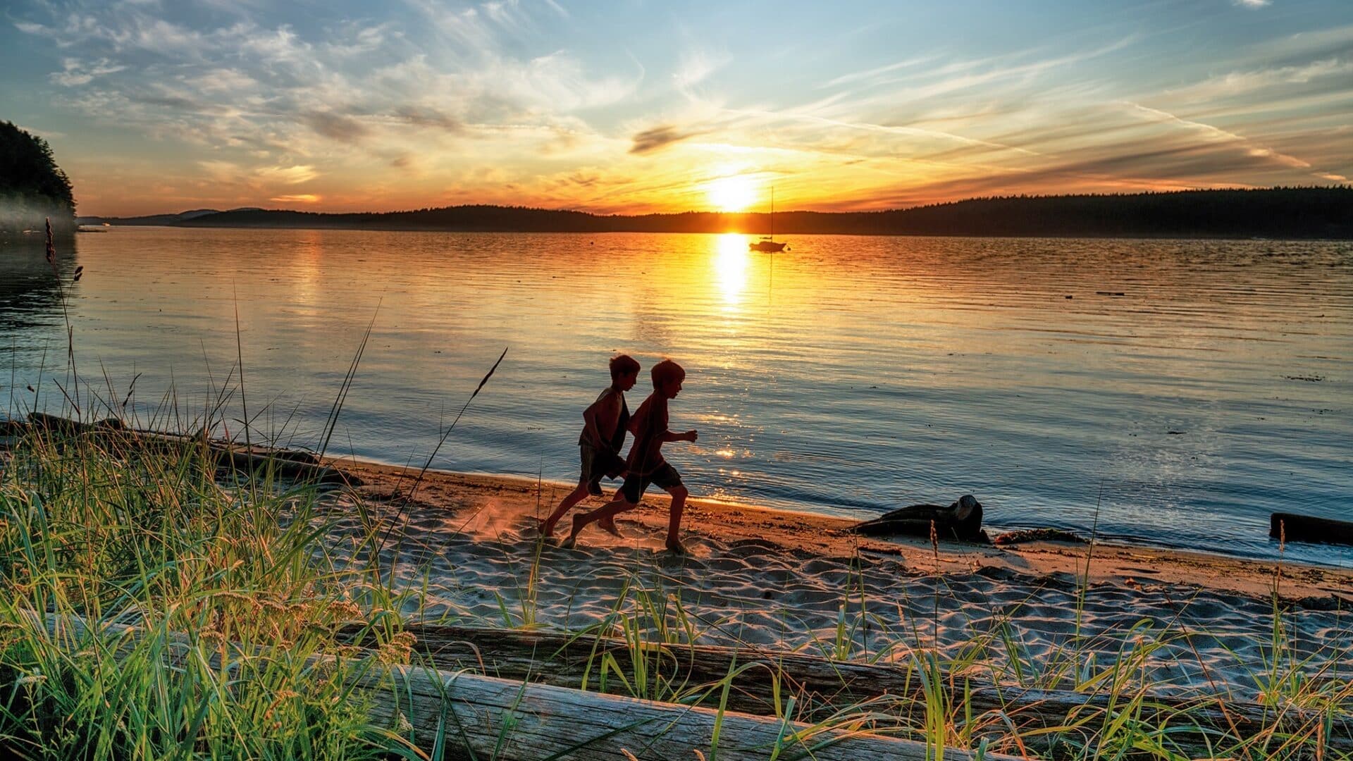 Lopez Island Edenwild kids sunset