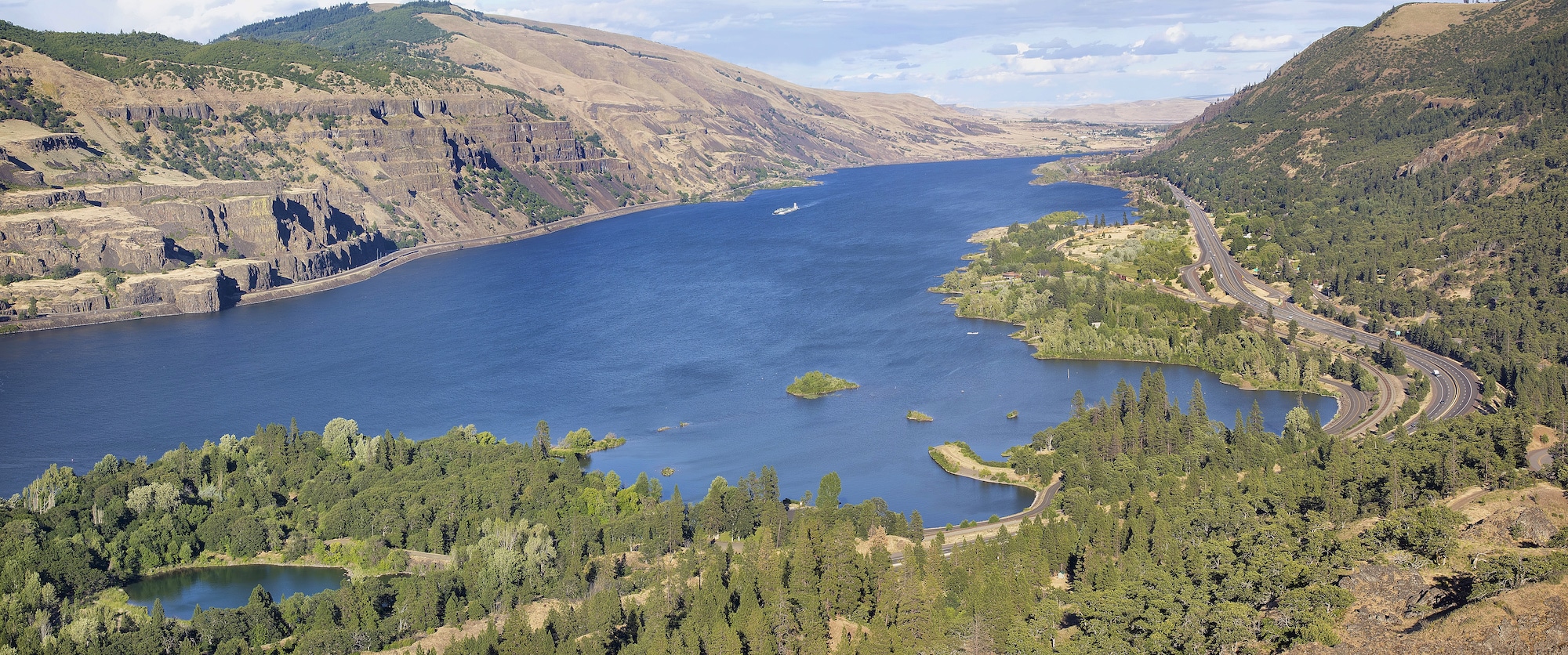 Columbia River Gorge View of Oregon and Washington State from Rowena Crest Panorama